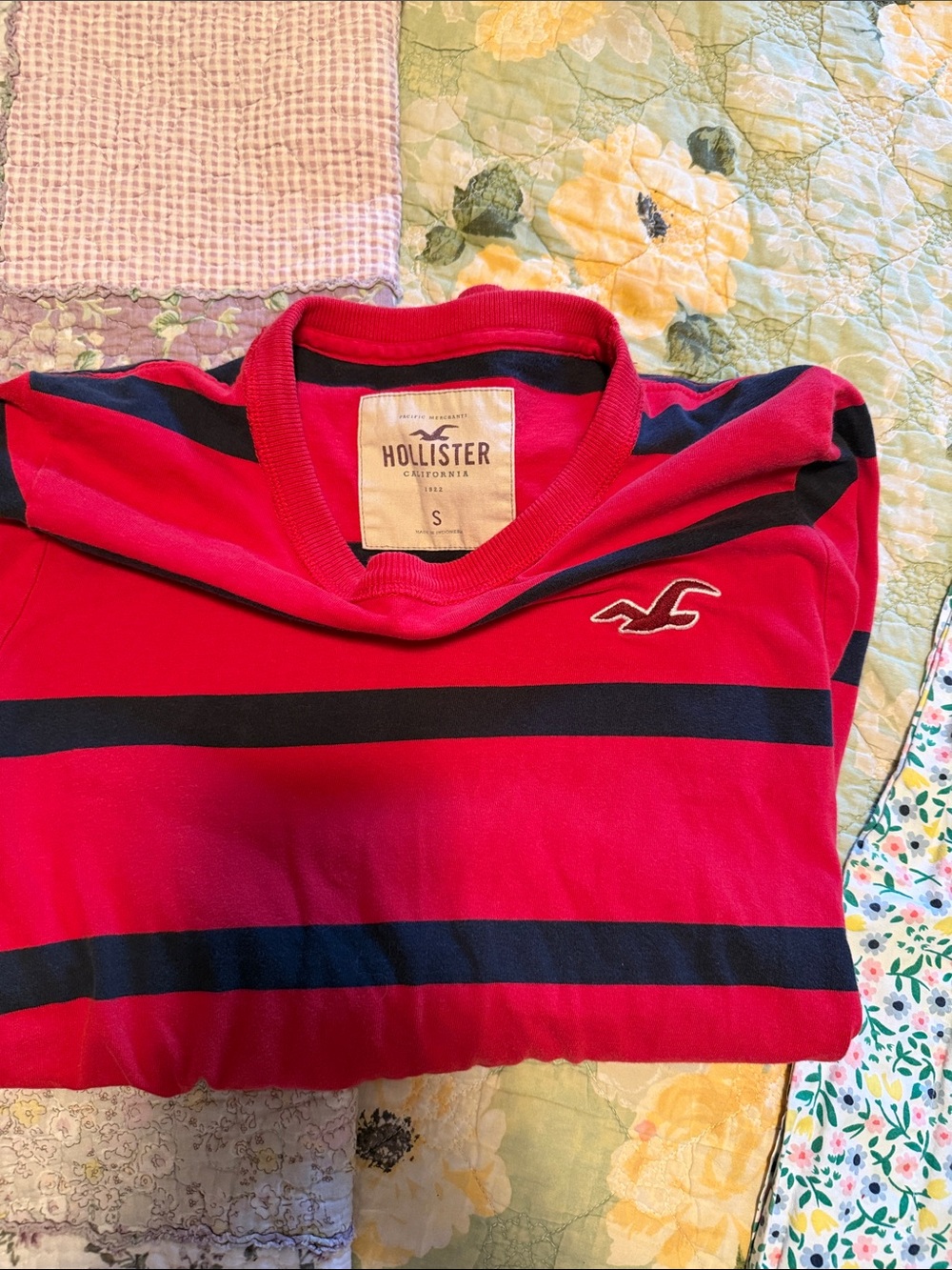 American Eagle Outfitters Red and Navy Stripe Long Sleeve Tee